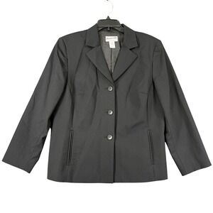 Pendleton‎ Wool Blazer Womens 14 Black Three Button Structured Career Jacket